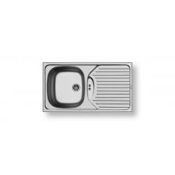 Pyramis ET 78 Flax Semiflat fregadero de acero con escurridor 100139101, Plata, 1 cubeta