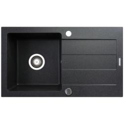 Pyramis Sparta 1B 1D fregadero de granito con escurridor 700166701 Volcano (negro), 1 cubeta