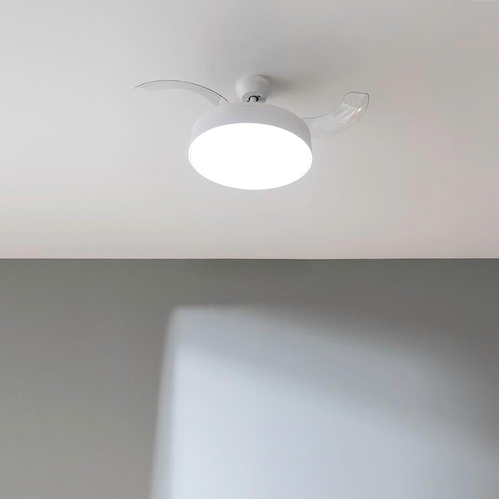 CECOTEC Energysilence Aero 4280, ventilateur de plafond, lames rétractables, lampe, blanc
