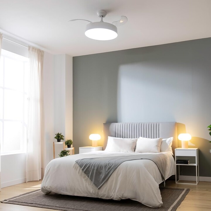 CECOTEC Energysilence Aero 4280, ventilateur de plafond, lames rétractables, lampe, blanc