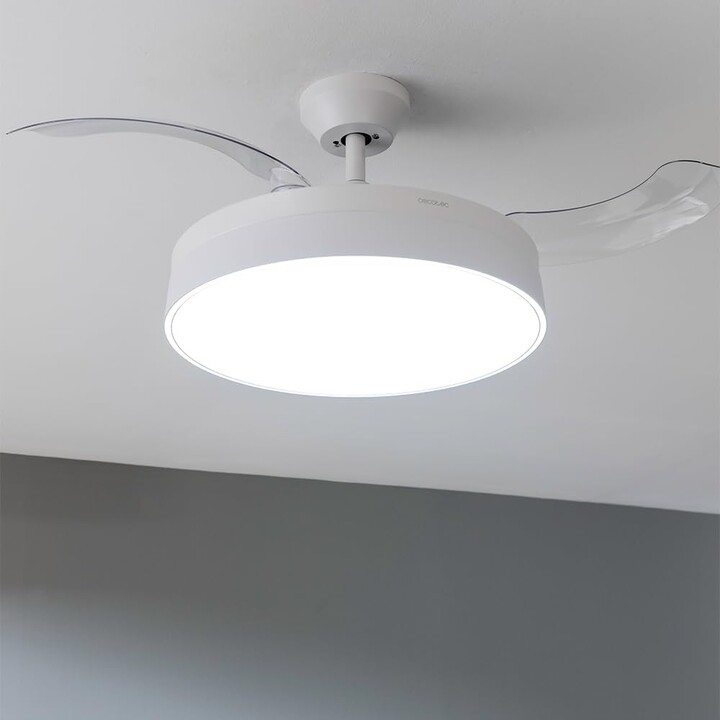 CECOTEC Energysilence Aero 4280, ventilatore a soffitto, lame retrattili, lampada, bianco