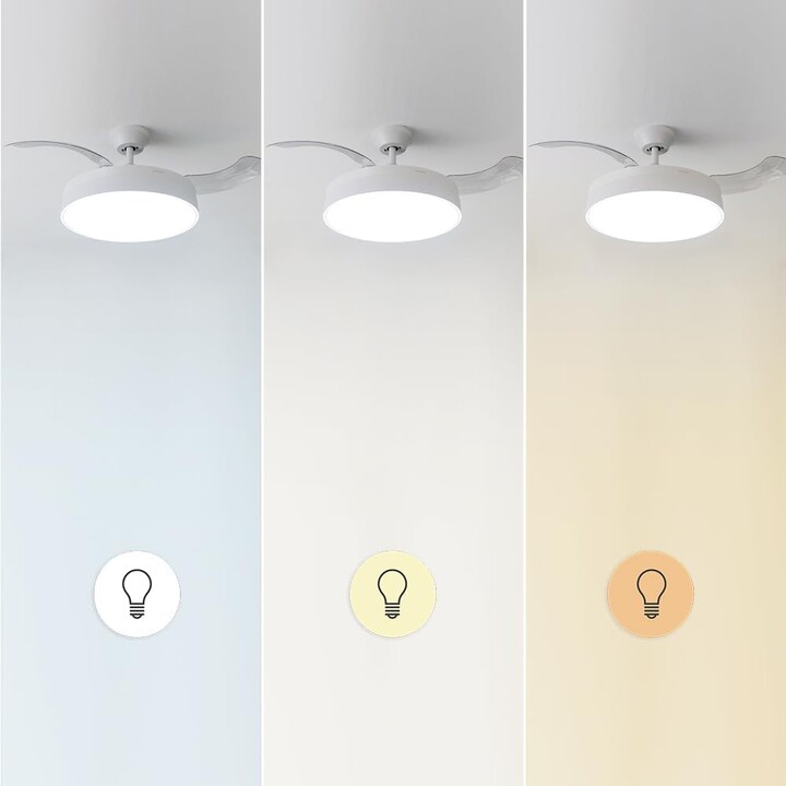 CECOTEC Energysilence Aero 4280, ventilateur de plafond, lames rétractables, lampe, blanc