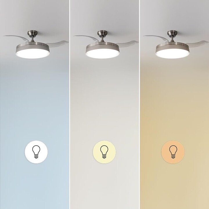 Cecotec Energysilenz Aero 4280, Deckenventilator, einziehbare Klingen, Lampe, Stahl