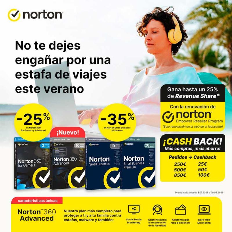 25% Discount Promotion Norton 360 Advanced 200GB / 1 User / 10 Devices / 1 Year / Box / 21468805