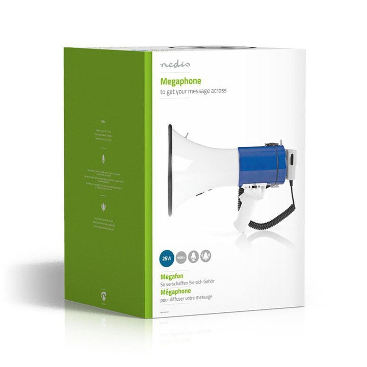 Nedis MEPH200WT mégaphone Blanc, Bleu