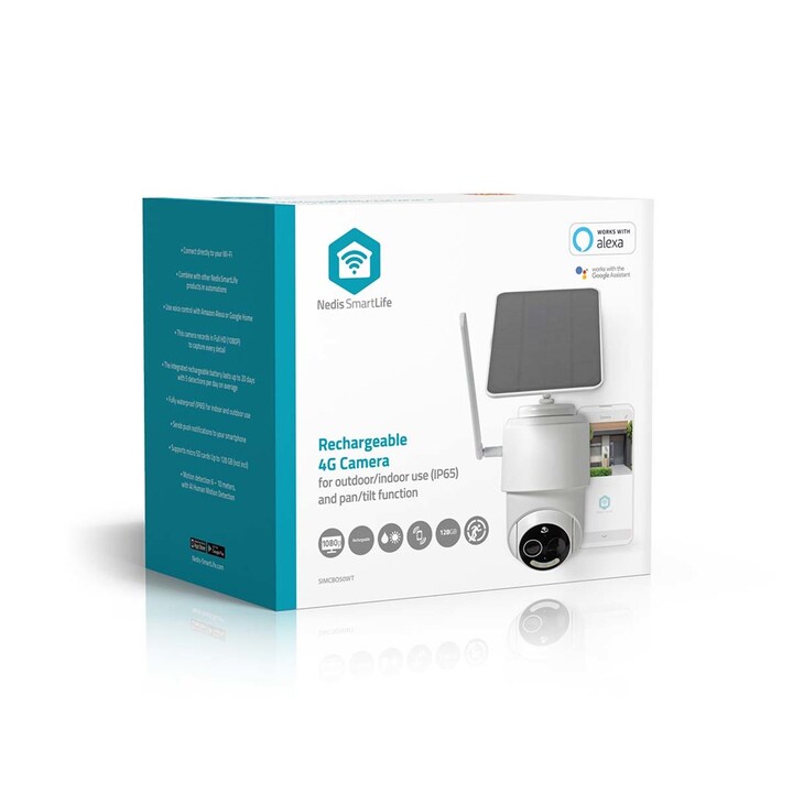 Câmera de vigilância Nedis SIMCBO50WT, câmera de segurança IP externa com sensor de movimento de 1920 x 1080 pixels e teto