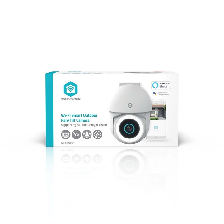 Câmera de vigilância Nedis WIFICO22CWT, câmera de segurança IP externa com sensor de movimento, 1920 x 1080 pixels, teto/parede