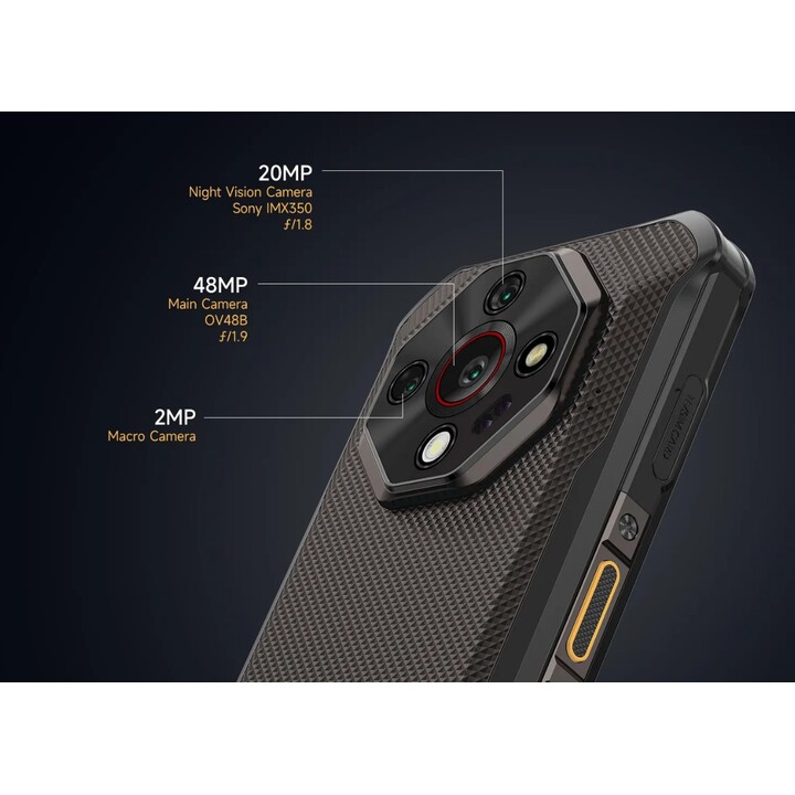 Ulefone Armor X16, 12GB+128GB/SD-2TB, Android 15, 10360mAh, 48MP+16MP+20MP, 3-lotes/ID de cara/huella digital/GPS/OTG/NFC, negro