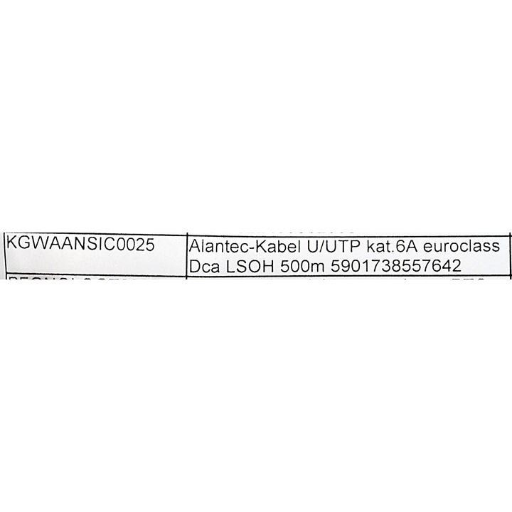 Alantec KIU6ALSOH500D network cable 500 m Cat6 U/UTP Gray