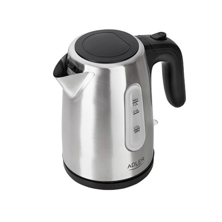 Adler AD 1273 tetera eléctrica 1 L 1200 W Negro, Avellana, Acero inoxidable