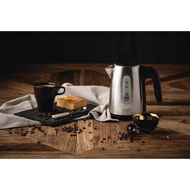 Adler AD 1273 tetera eléctrica 1 L 1200 W Negro, Avellana, Acero inoxidable