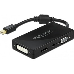 DELOCK Mini DisplayPort 1.2 Adapter zu VGA / HDMI / DVI / Audio Buchse 4K Passiv schwarz