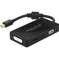 Adaptador DELOCK Mini DisplayPort 1.2 para VGA / HDMI / DVI / Áudio 4K Passivo Preto