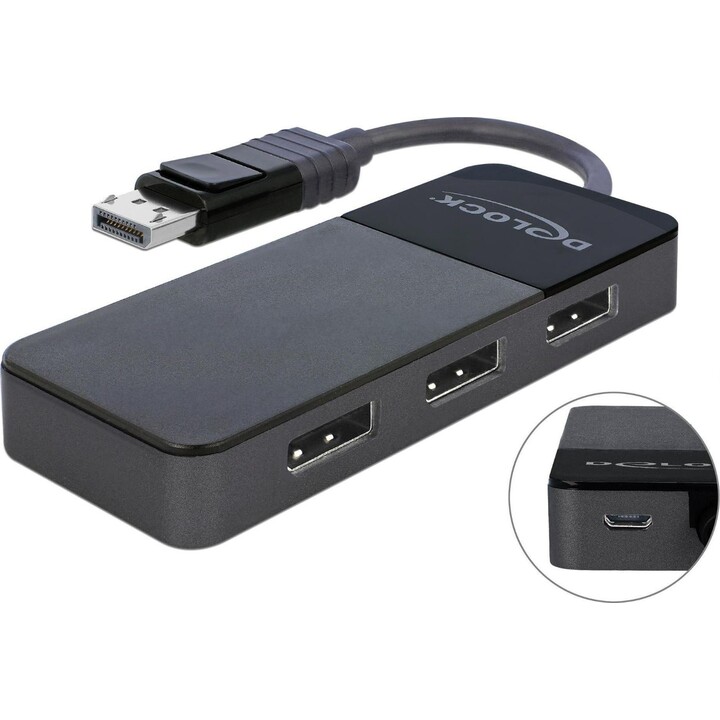 Répartiteur DELOCK DisplayPort 1.4 1 entrée DisplayPort - 3 sorties DisplayPort