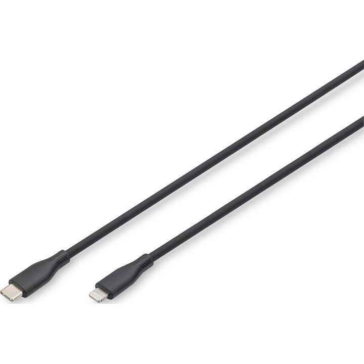 DIGITUS Silicone Lightning Cable, USB-C - Lightning, 0.5 m, Black