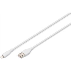 DIGITUS Cable de conexión Lightning de silicona, USB-A - Lightning 1m, blanco