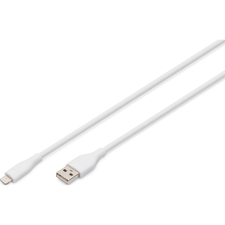 DIGITUS Silicone Lightning Cable, USB-A to Lightning 1m, White