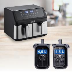 Freidora sin grasa IDEAL, doble horizontal 9L, 8 funciones - incluido secado de alimentos