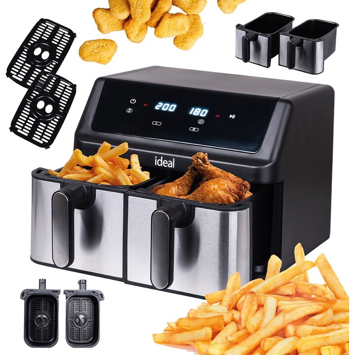 Friteuse sans matière grasse IDEAL, double horizontale 9L, 8 fonctions - dont séchage des aliments