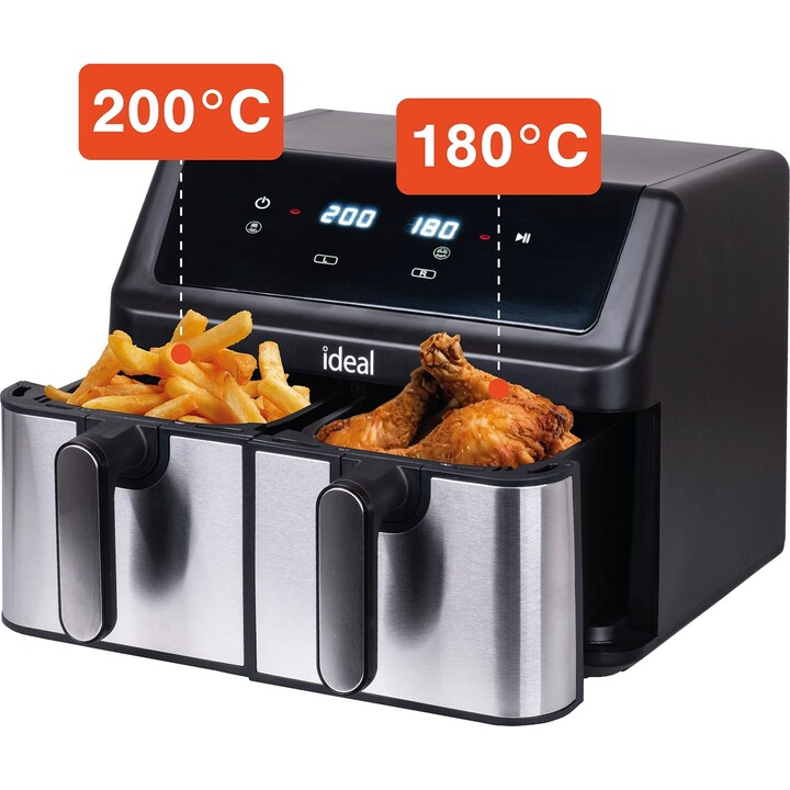 Friteuse sans matière grasse IDEAL, double horizontale 9L, 8 fonctions - dont séchage des aliments