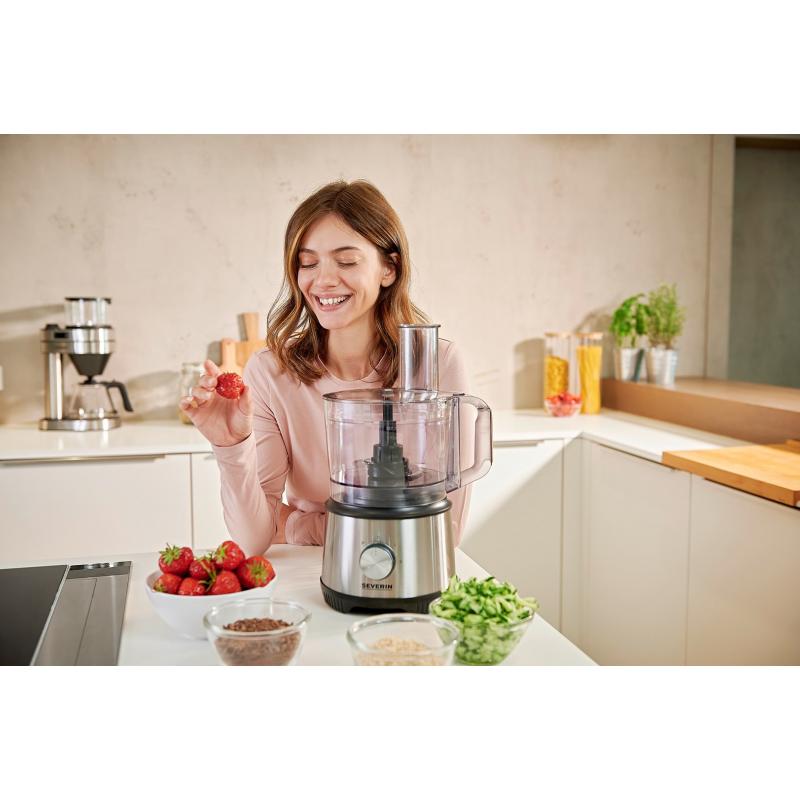 Severin KM 3892 robot de cocina 1200 W 1,5 L Negro, Acero inoxidable, Transparente