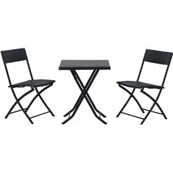 Conjunto de muebles de jardín pequeño Selva Negra: dos sillas y mesa negra L-0201p