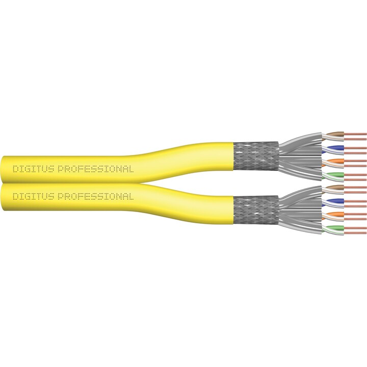 Digitus Cat 7a S/FTP, cable de instalación, 100 m, dúplex, DCA-S1A D1 A1, amarillo