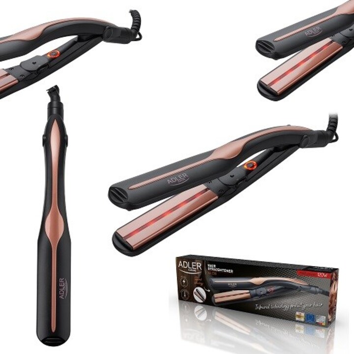 Adler AD 2318 Utensilio de peinado Plancha de pelo Caliente Negro, Coral 120 W
