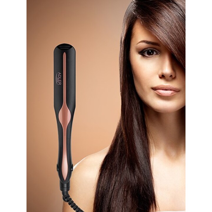 Adler AD 2318 Utensilio de peinado Plancha de pelo Caliente Negro, Coral 120 W