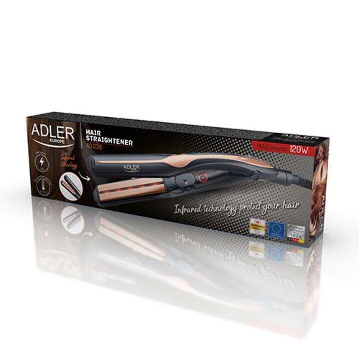 Adler AD 2318 Utensilio de peinado Plancha de pelo Caliente Negro, Coral 120 W