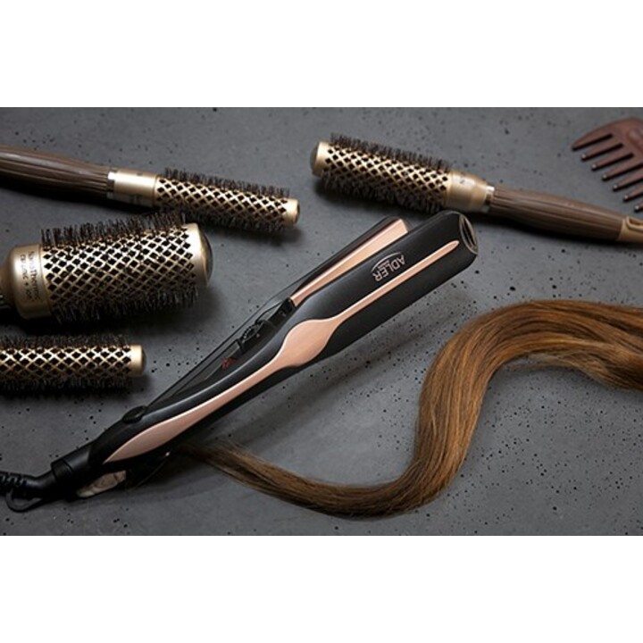 Adler AD 2318 Utensilio de peinado Plancha de pelo Caliente Negro, Coral 120 W
