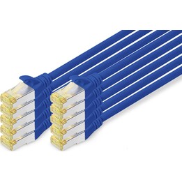 Cavo patch S/FTP CAT 6A DIGITUS. 10 pezzi. 0,25 m. blu