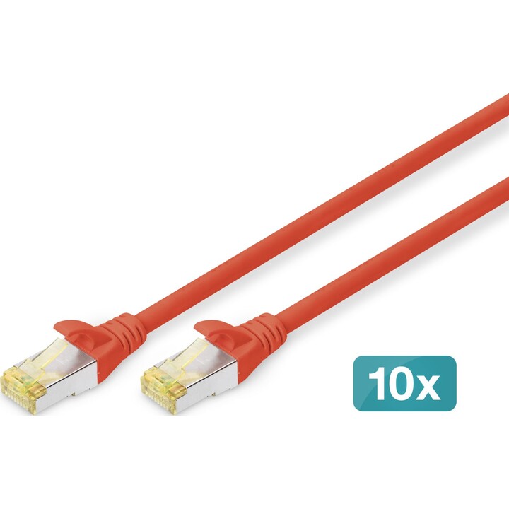 DIGITUS CAT 6A S/FTP Patchkabel. 10 Stück. 1m. rot