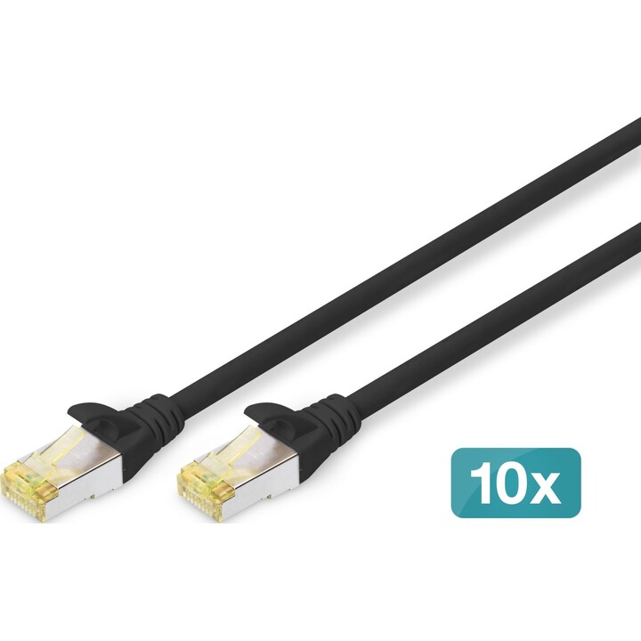 Cabo patch DIGITUS CAT 6A S/FTP. 10 Preso. 0,5m. preto