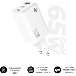 Chargeur Subblim Gan 65 W USB C + C + A
