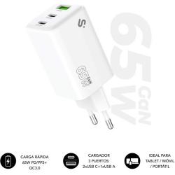 Carregador Subblim Gan 65w Carregador Usb C+c+a