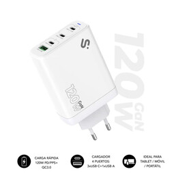 Subblim Gan Ladegerät 120 W USB-Ladegerät C+c+c+a