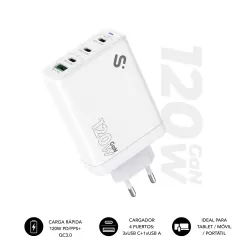 Carregador Subblim Gan 120w USB C+c+c+a
