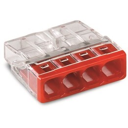 WAGO, Connecteur électrique 2273-204 100 pièces, borne Push-In, transparent/rouge