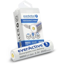 Bateria 18650 Li-Ion 3,7 V everActive 3500 mAh (1 unidade) micro-USB com proteção