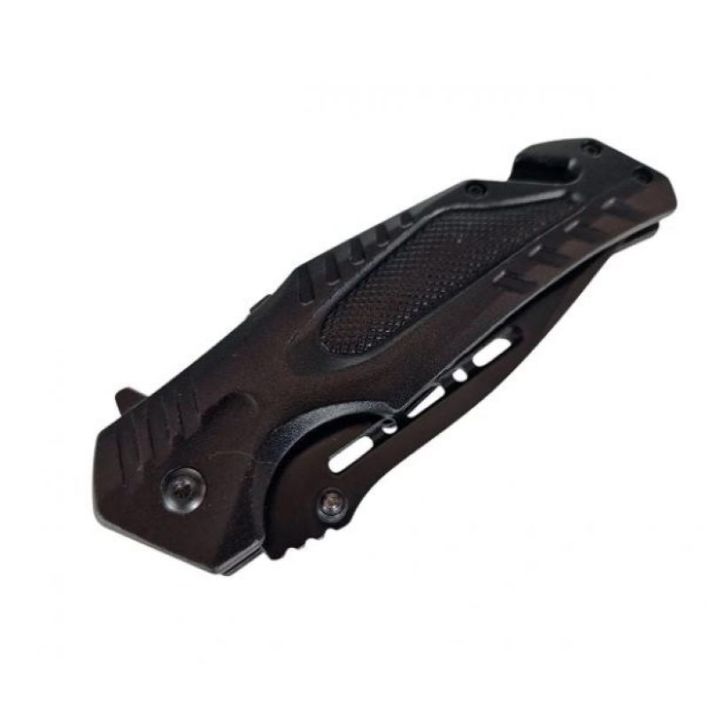 AZYMUT Cuchillo de rescate + cortador de cinturón + rompecristales + bolsa