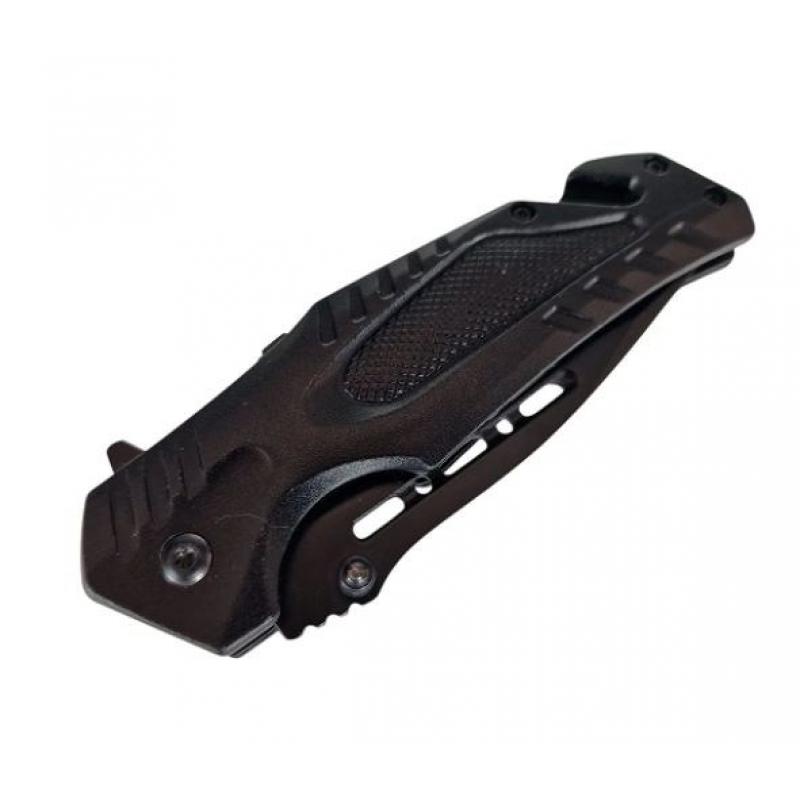 AZYMUT Cuchillo de rescate + cortador de cinturón + rompecristales + bolsa