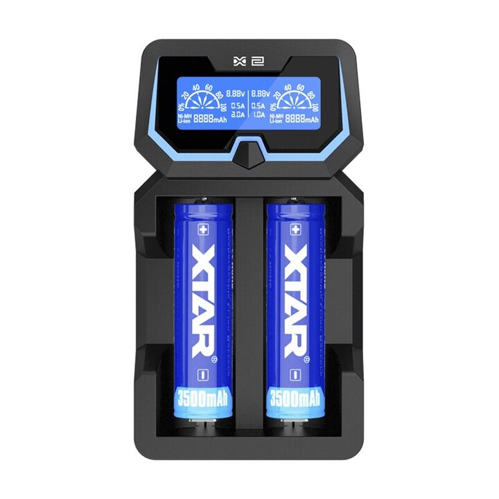 Caricabatterie XTAR X2 Cylinder per batterie agli ioni di litio 18650