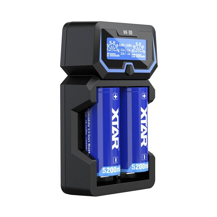 Caricabatterie XTAR X2 Cylinder per batterie agli ioni di litio 18650