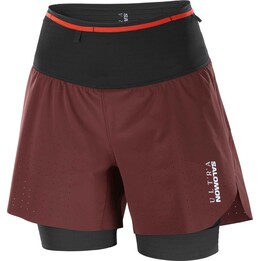 Pantalones cortos de running Salomon S/Lab Ultra 2 en 1 para mujer - Chocolate Decadente Talla: XS