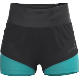 Pantalones cortos Inov-8 TrailFly Ultra 3 2 en 1 para mujer - Negro/Verde azulado Talla: L