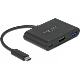 DELOCK Adaptador USB tipo C para HDMI 4K 30 Hz con USB tipo A y USB tipo C PD