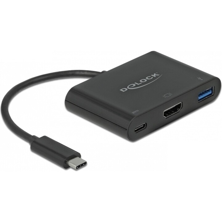 Adaptador DELOCK USB tipo C para HDMI 4K 30 Hz com USB tipo A e USB tipo C PD