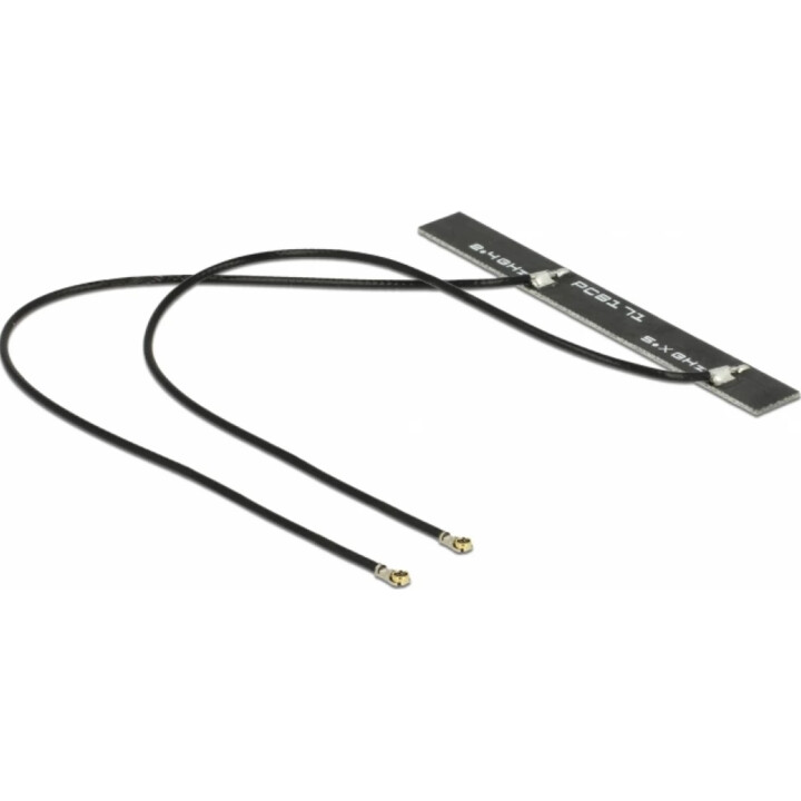 DELOCK Antenne Doppel WLAN MHF IV Stecker 802.11 ac/a/h/b/g/n 5 dBi 2x150mm PCB intern
