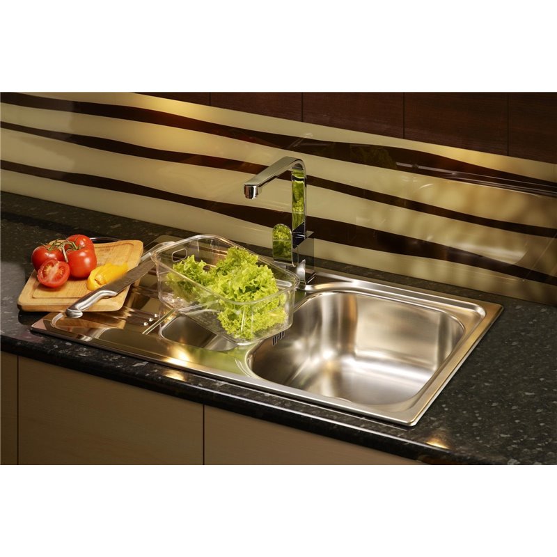 Deante Xylo Steel sink, 1-bowl with drainer ZEX_311A 580 x 435 x 160 décor